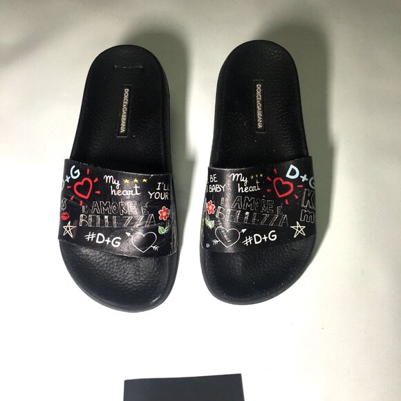 🛑DOLCE & GABBANA Designer ➕ SLIDES My Heart SANDALS Graffiti SHOES 💸BUY NOW‼️ - Picture 9 of 16